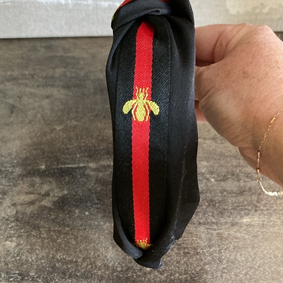 Classic Bee Headband Black Red Gold 2" Knot 1.5" Wide Hair Accessory - Picture 5 of 6